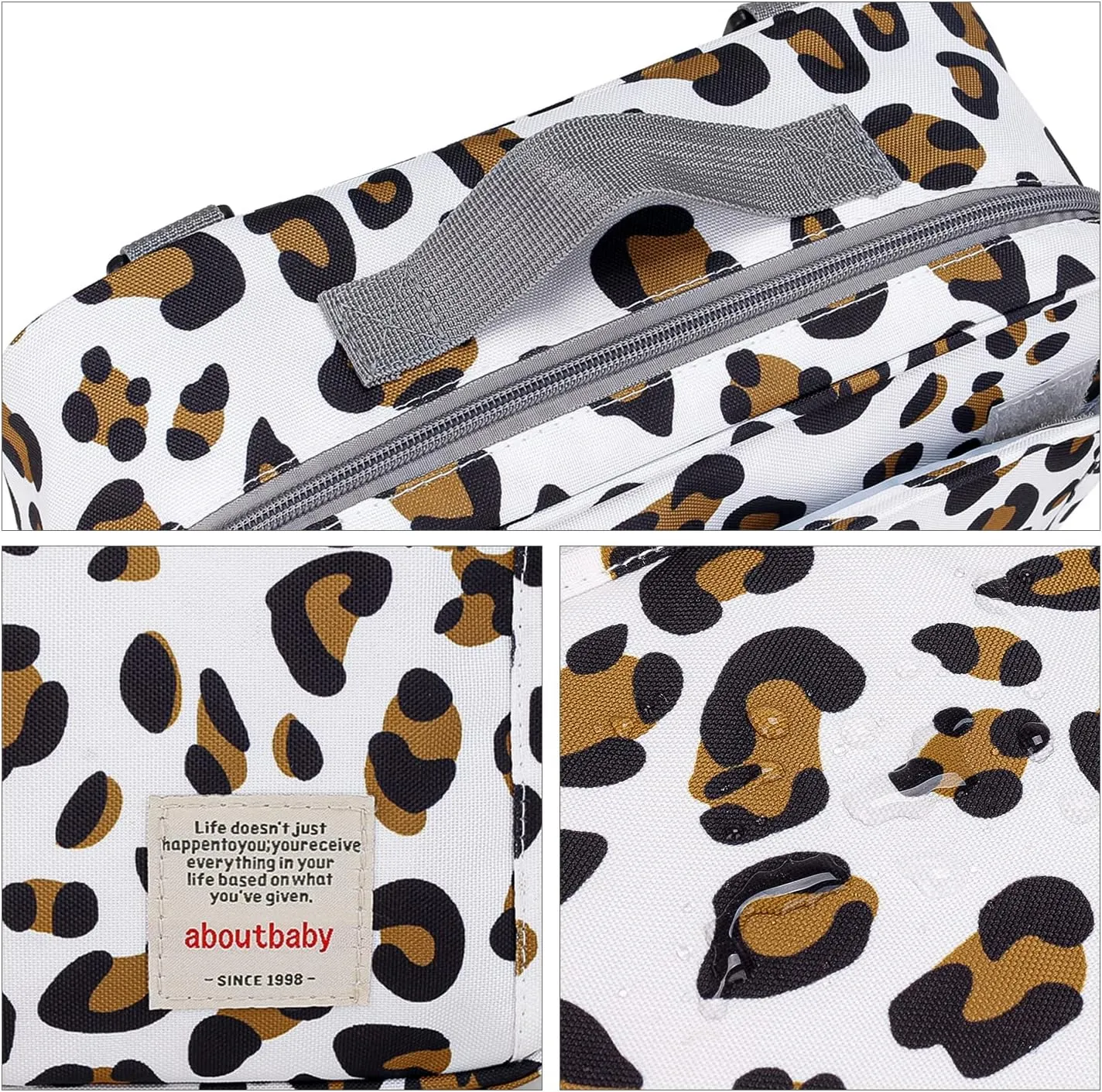 MOMIGO Baby Diaper Caddy Bag - Diaper Caddy Tote Baby Stroller Bag Nursery Storage Bin for Diapers, Wipes & Toys Mini Diaper Bag for Outdoor (Leopard)