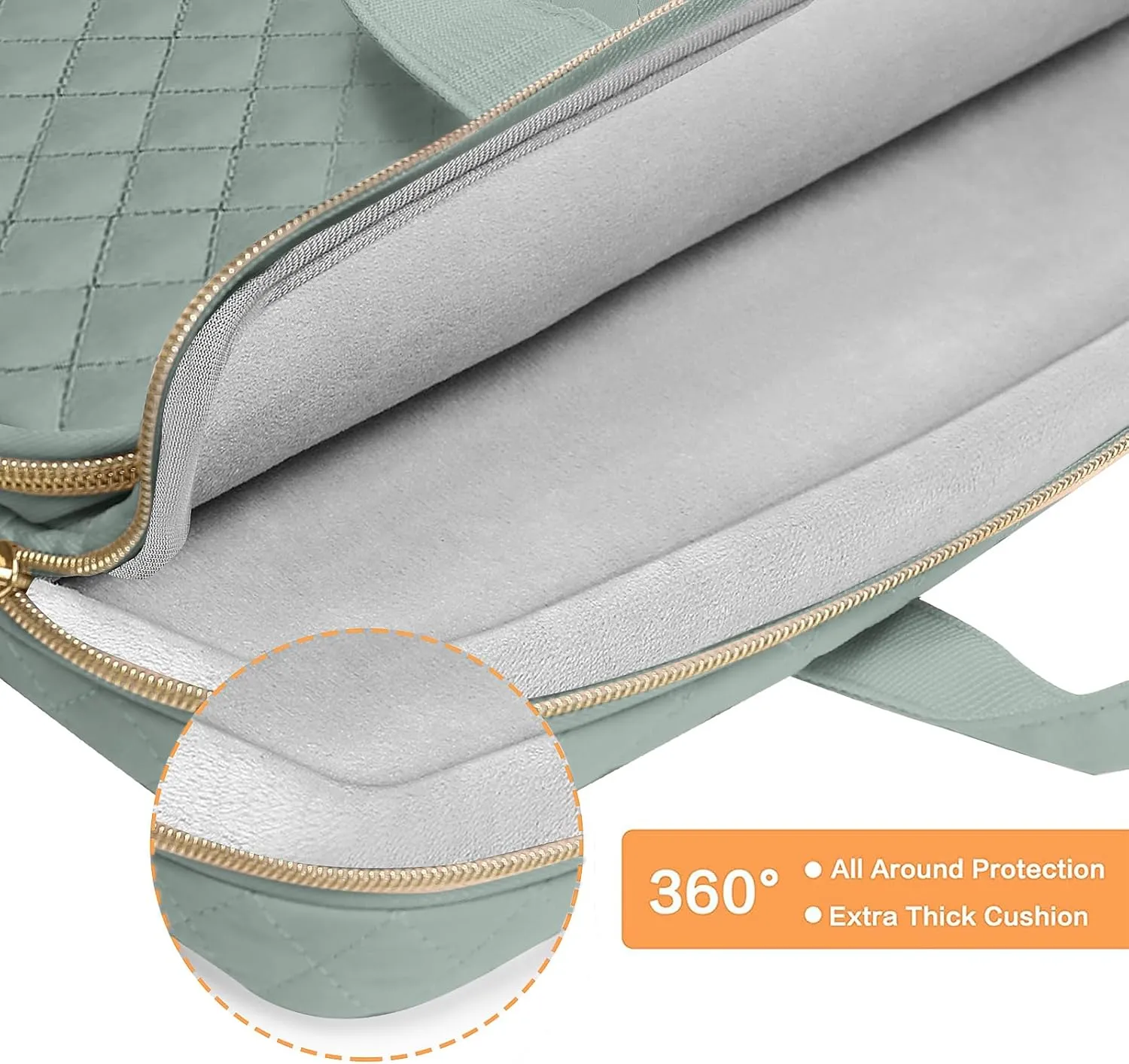 MOSISO 360 Protective Laptop Sleeve Compatible with MacBook Air 13 inch M3 M2 M1 2024-2018/Pro 13 M2 M1 2024-2016,Surface Pro 8/7/6/X/5/4/3, Square Quilted Bag with 2 Pockets&Handle&Belt,Antique Green