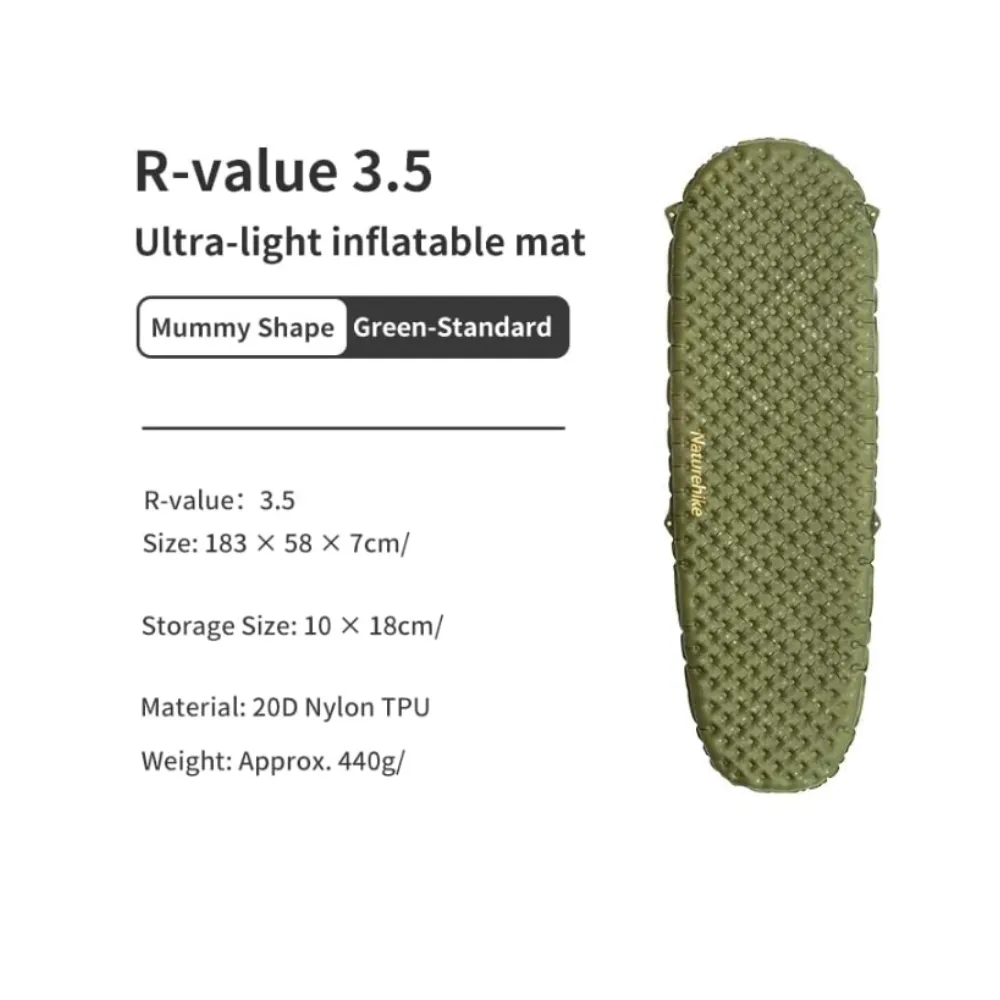 Naturehike Ultralight Inflatable Sleeping Pad 440 g / R Value 3.5
