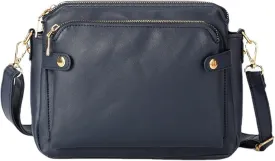 NEW NAVY BLUE Gpmsign Crossbody Bag, Gpmsign-Fashion Anti Theft Leather Bag, PU Leather Shoulder Bags and Clutches, 3 Layer Crossbody Leather Shoulder Bag