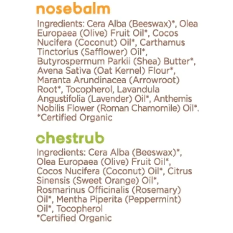 Organic Mini Nosebalm and Chestrub Baby Care Kit