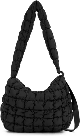 Oweisong Women Puffer Tote Bag Puffy Quilted Handbag Tote Lightweight Carryall Bag Large Hobo Crossbody Bag