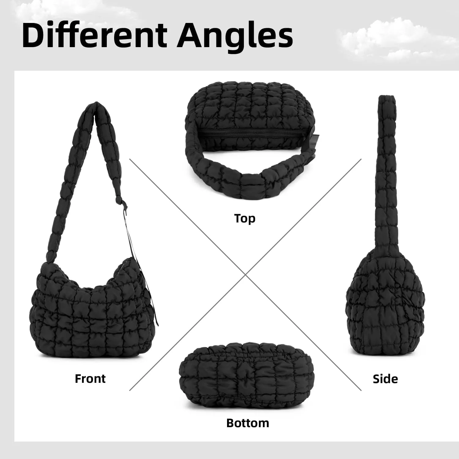 Oweisong Women Puffer Tote Bag Puffy Quilted Handbag Tote Lightweight Carryall Bag Large Hobo Crossbody Bag