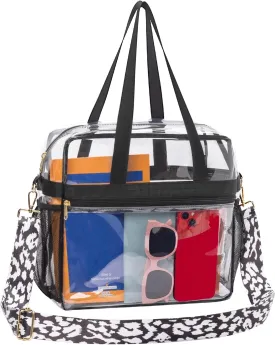 Paxiland Clear Bag for Stadium Events 12x6x12, Clear Tote Bag with Reinforced Strap, Transparent Bag for Sports Concert