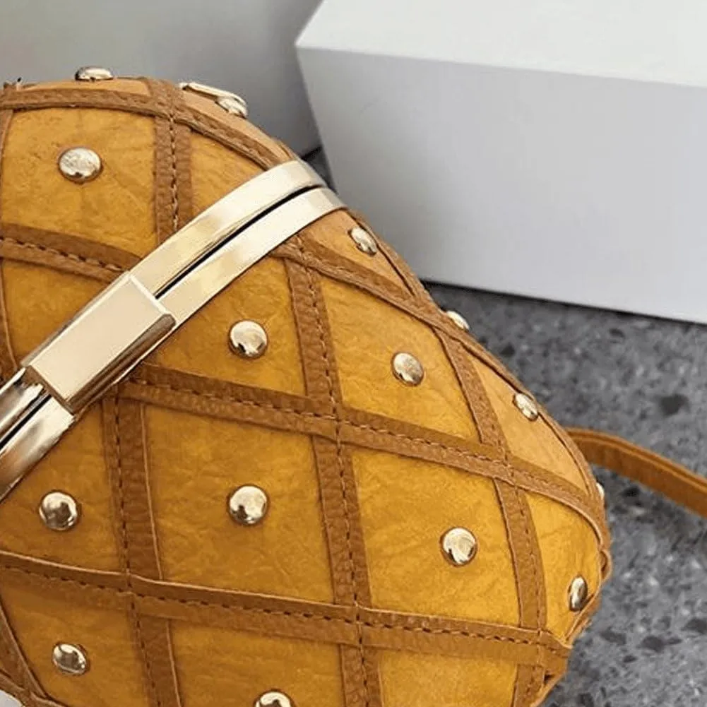 Pineapple Shape Handbag Beach Crossbody Bag Leather Chain Bag Fashionable Coin Purse for Women Girls Summer Travel
