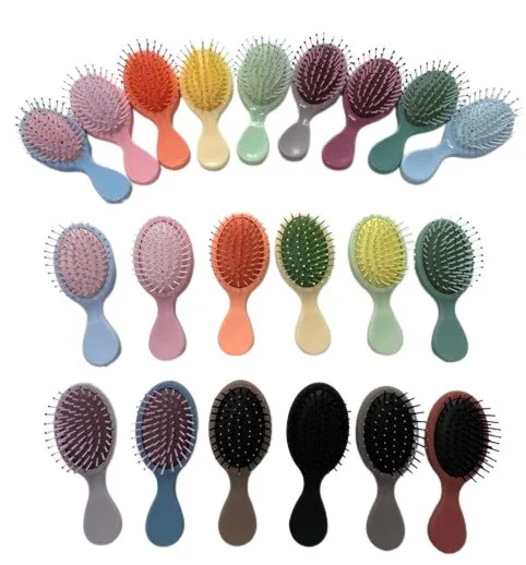 Pkg of 10 Hair Brushes: Mini Wet/Dry Travel Hair Brush – Keep Hair Healthy with Fewer Breaks