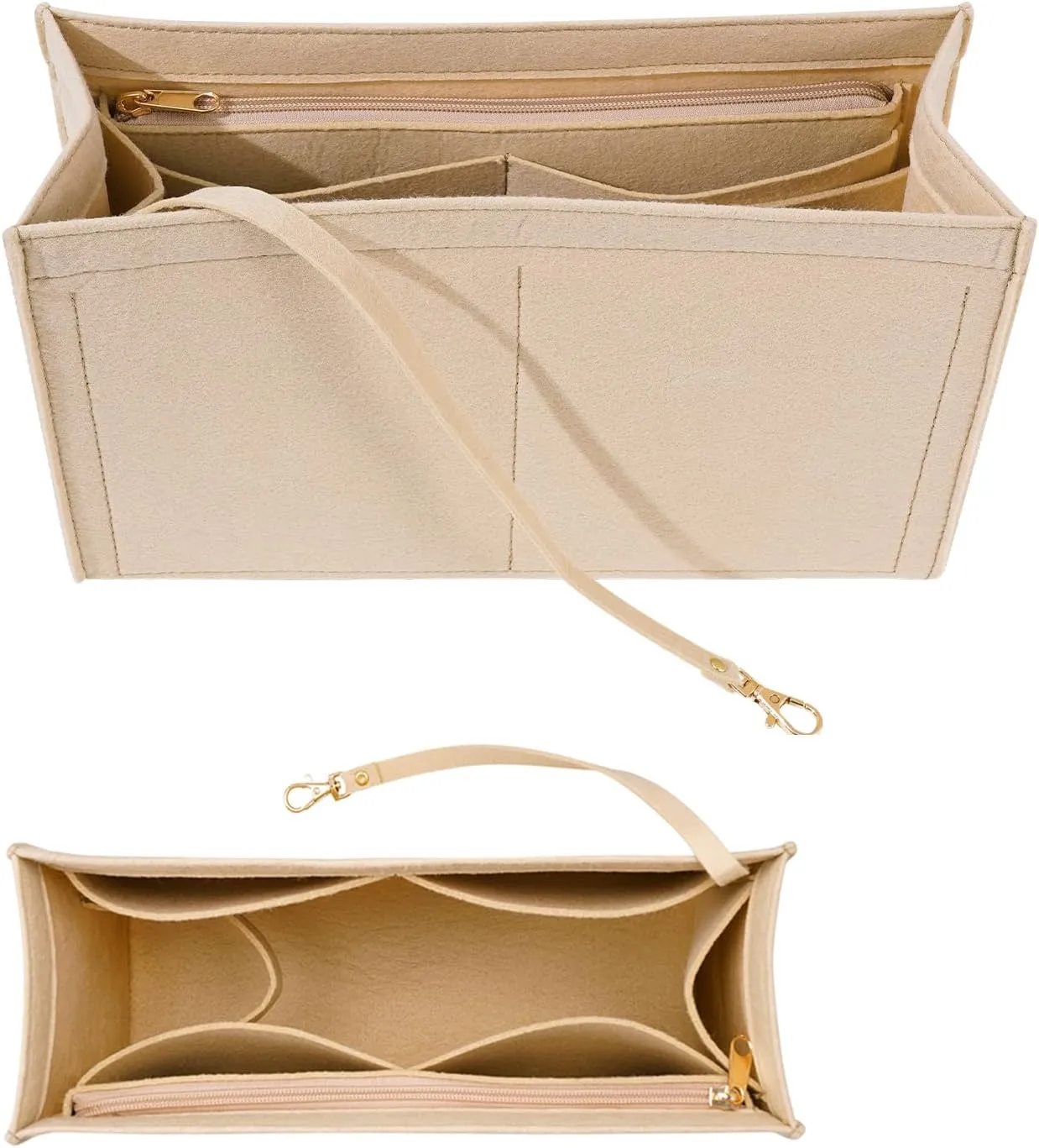 Purse Insert Organizer for Medium Dior Book Tote Bag, Premium Felt Insert with Multiple Pockets (Large, Khaki)