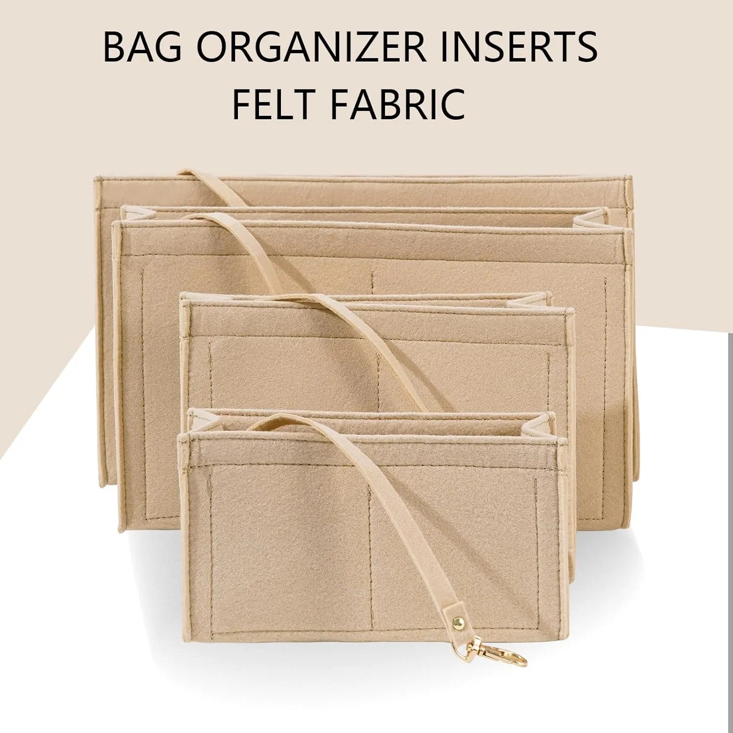 Purse Insert Organizer for Medium Dior Book Tote Bag, Premium Felt Insert with Multiple Pockets (Large, Khaki)