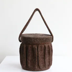 "Sparkling Bronze Beadwork" Vintage 1940's Bronze Beaded Box Bag