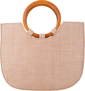 QZUnique Hand-woven Straw Bag Women Summer Beach Handbag Purse Retro Rattan Tote Clutch Travel Bag with Wood Round Top Handle