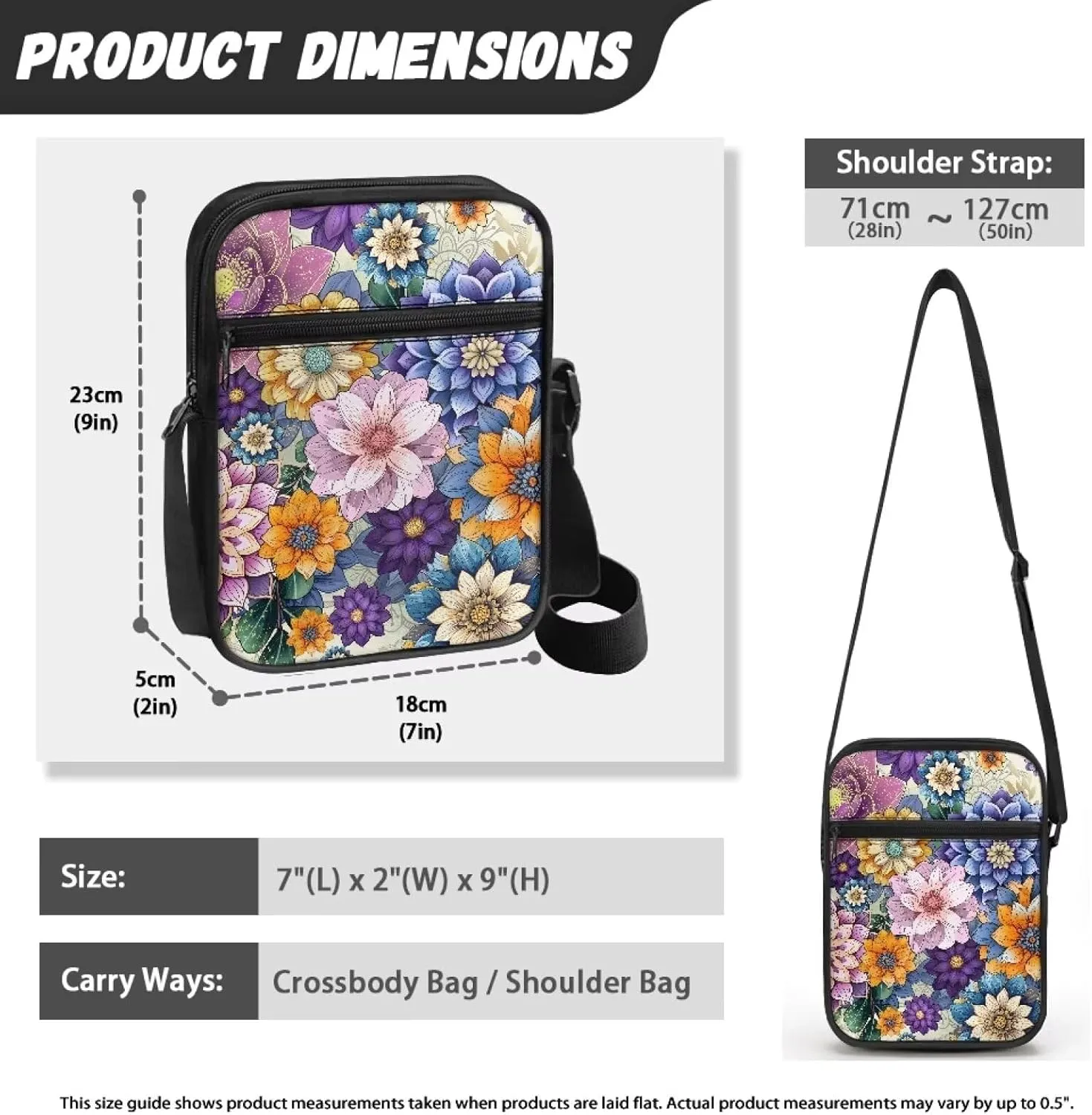 Rchsmod Small Messenger Bag for Men Women Crossbody Shoulder Bag Sling Bag Cell Phone Purse Travel Bag with Adjustable Strap