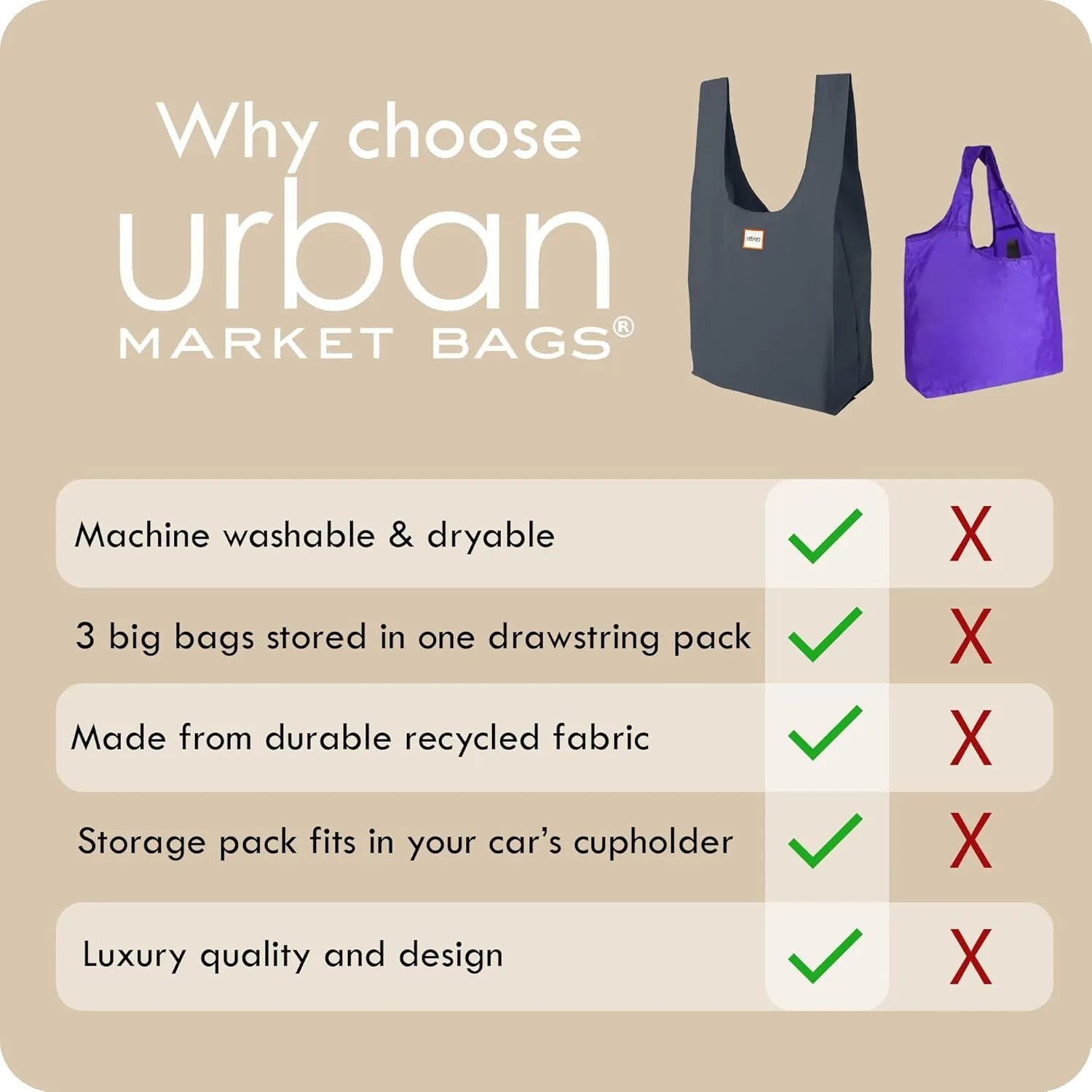 Reusable Shopping Bags, Versatile Grocery Totes, 26' x 12.5', Set of 3, Galaxy