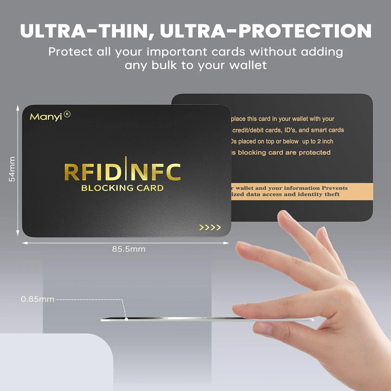 RFID Blocking Card for Wallets, Contactless NFC Credit Card ID Protection Safe Bank Cards Passport Entire Wallet Purse Shield Protector Blocker Guard Pack of 4