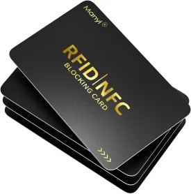 RFID Blocking Card for Wallets, Contactless NFC Credit Card ID Protection Safe Bank Cards Passport Entire Wallet Purse Shield Protector Blocker Guard Pack of 4