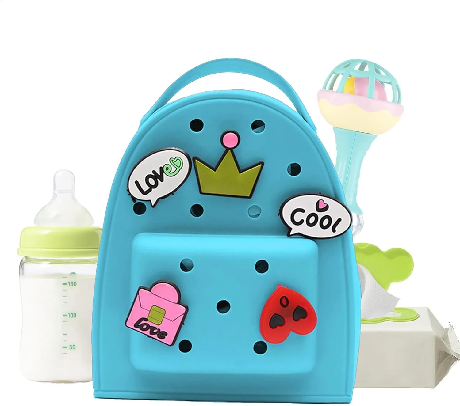 Silicone Jelly Backpack With Charm | Waterproof Silicone Backpack Cute Jelly Backpack,Cartoon Adjustable Travel Bag, Blue, Refer to description