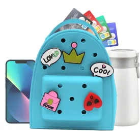 Silicone Jelly Backpack With Charm | Waterproof Silicone Backpack Cute Jelly Backpack,Cartoon Adjustable Travel Bag, Blue, Refer to description
