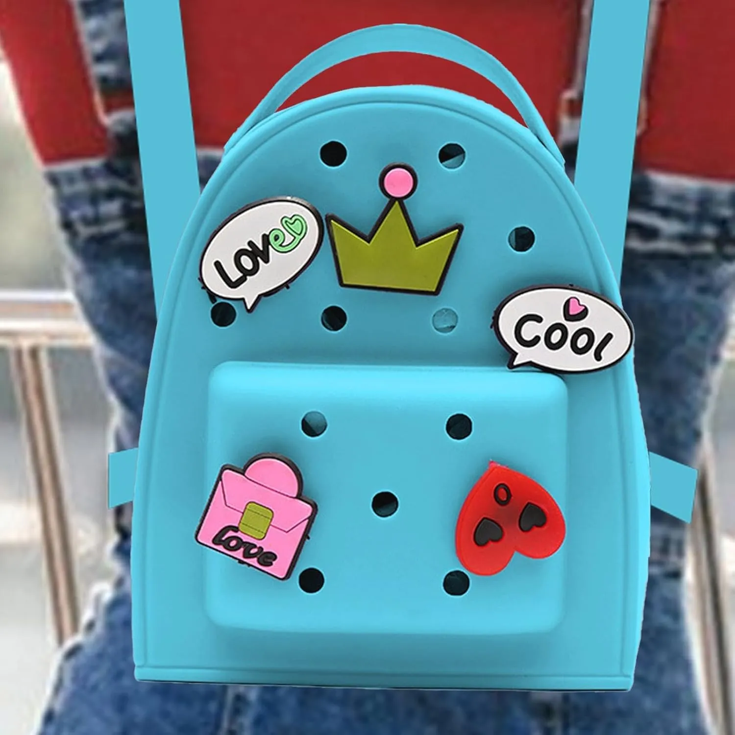 Silicone Jelly Backpack With Charm | Waterproof Silicone Backpack Cute Jelly Backpack,Cartoon Adjustable Travel Bag, Blue, Refer to description
