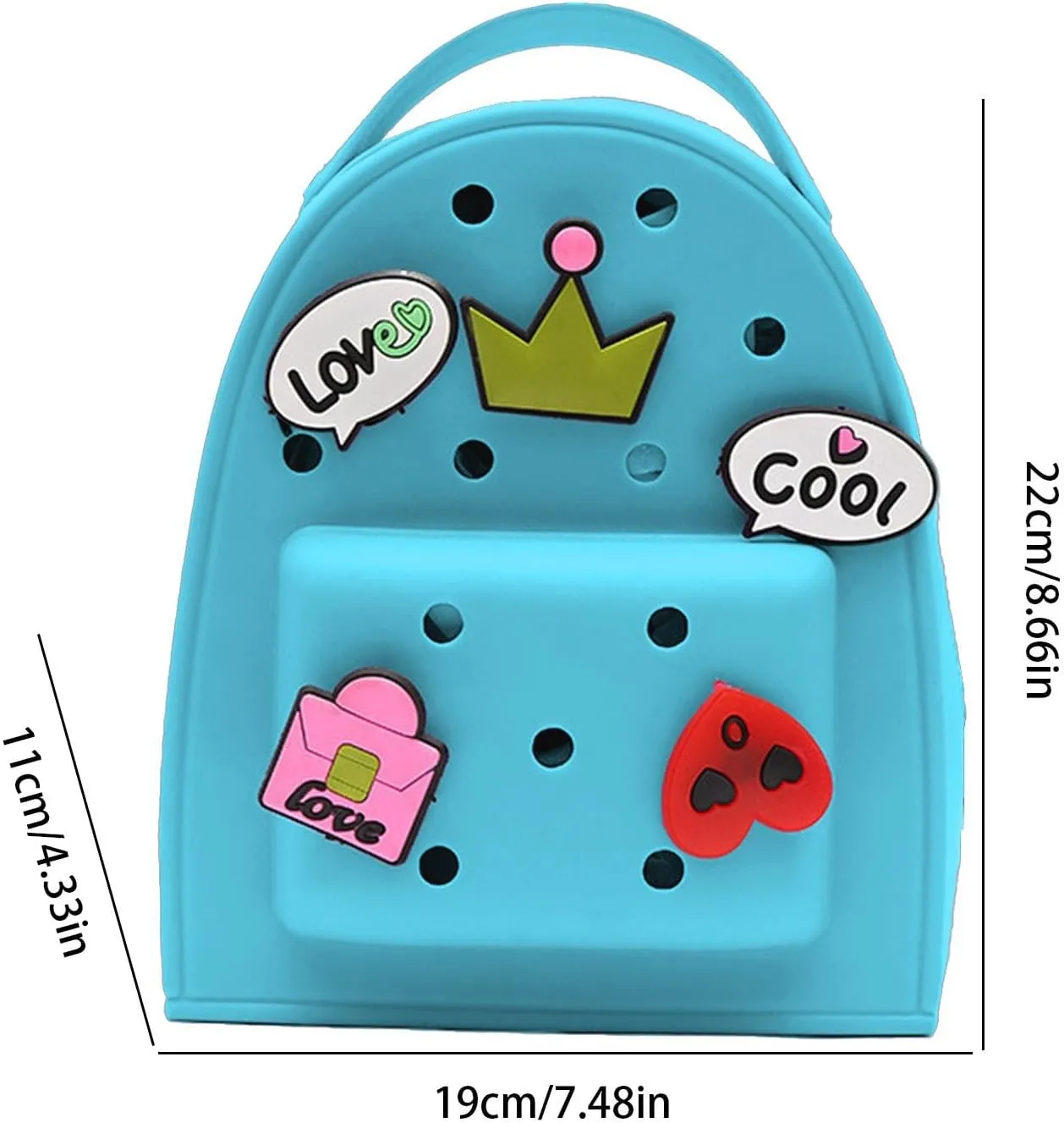 Silicone Jelly Backpack With Charm | Waterproof Silicone Backpack Cute Jelly Backpack,Cartoon Adjustable Travel Bag, Blue, Refer to description