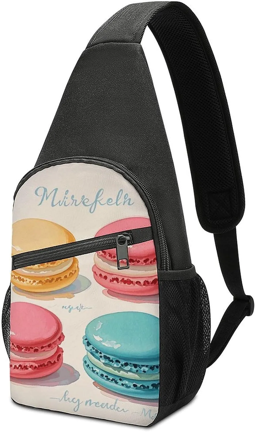Sling Bag for Men Crossbody Bags Watercolor Macaron Chest Bag Daypack Fanny Pack Cross Body Bag for Travel