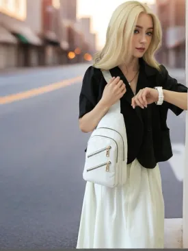 Sling Bag for Women Crossbody Bag Water- Resistant Leather Cross Body Sling Backpack Fanny Pack for Travel& Shopping