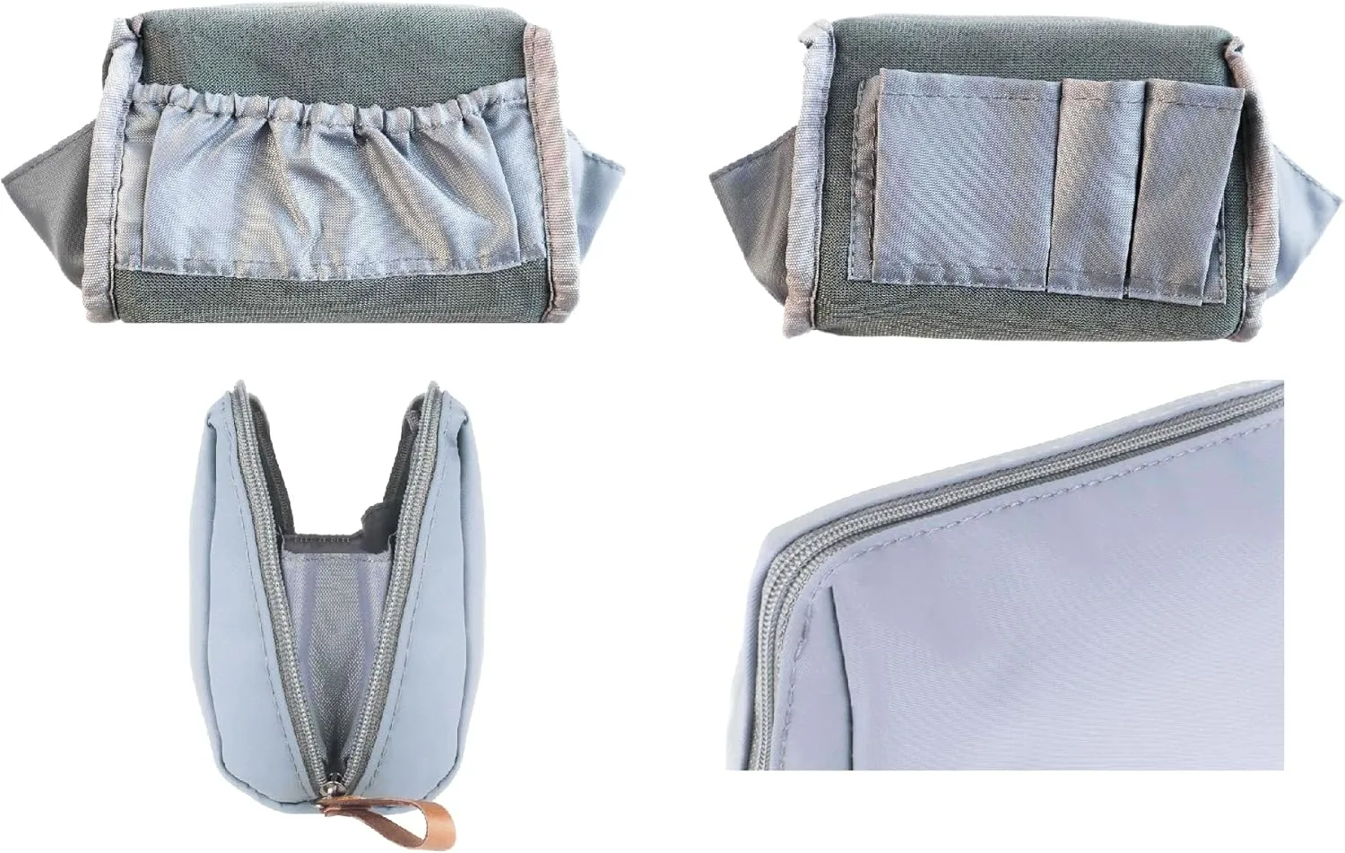 Small Makeup Bag for Purse Portable Waterproof Cosmetic Bag Travel Makeup Pouch for Women (Grey, Square)