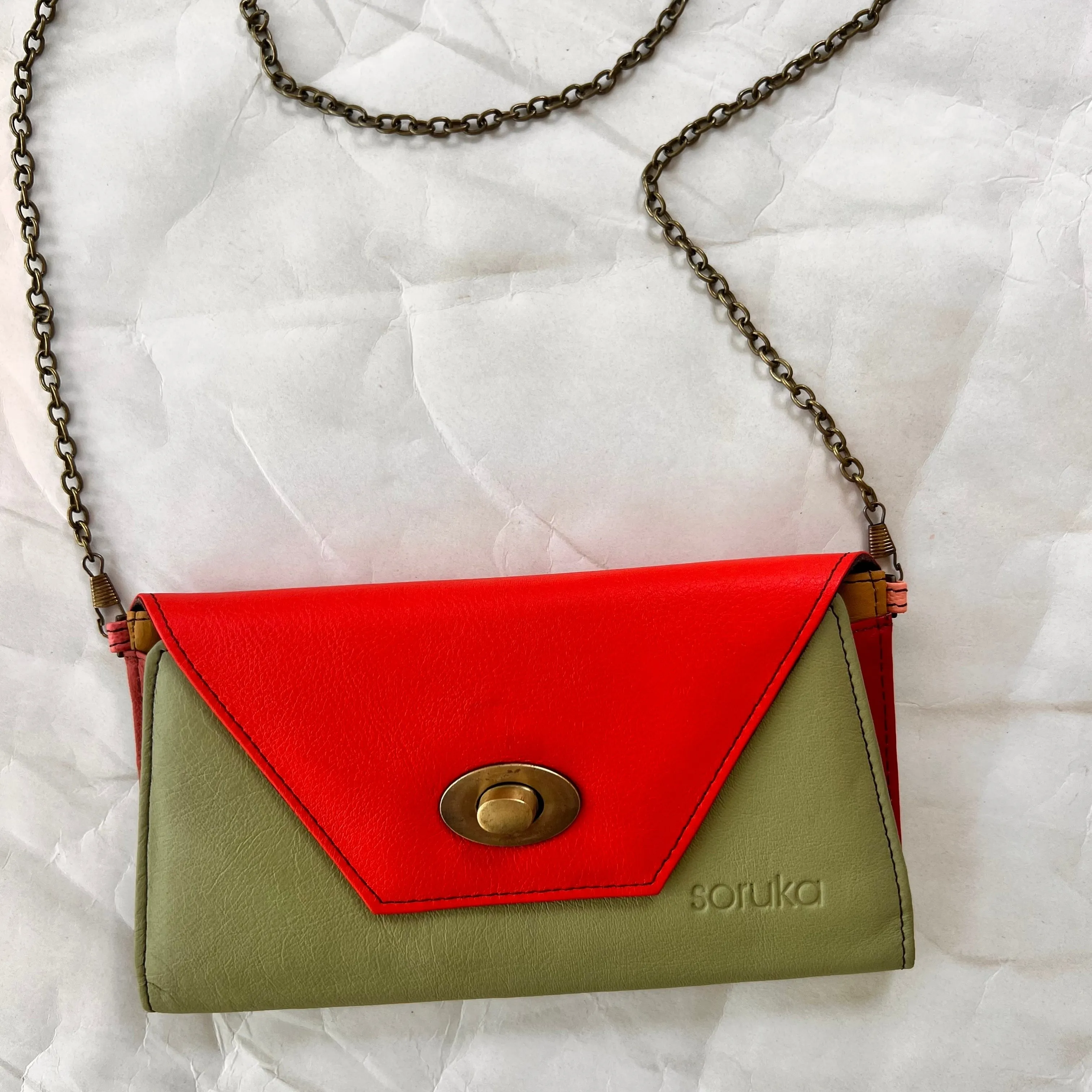 Soruka - Secret Clutch, Green & Orange