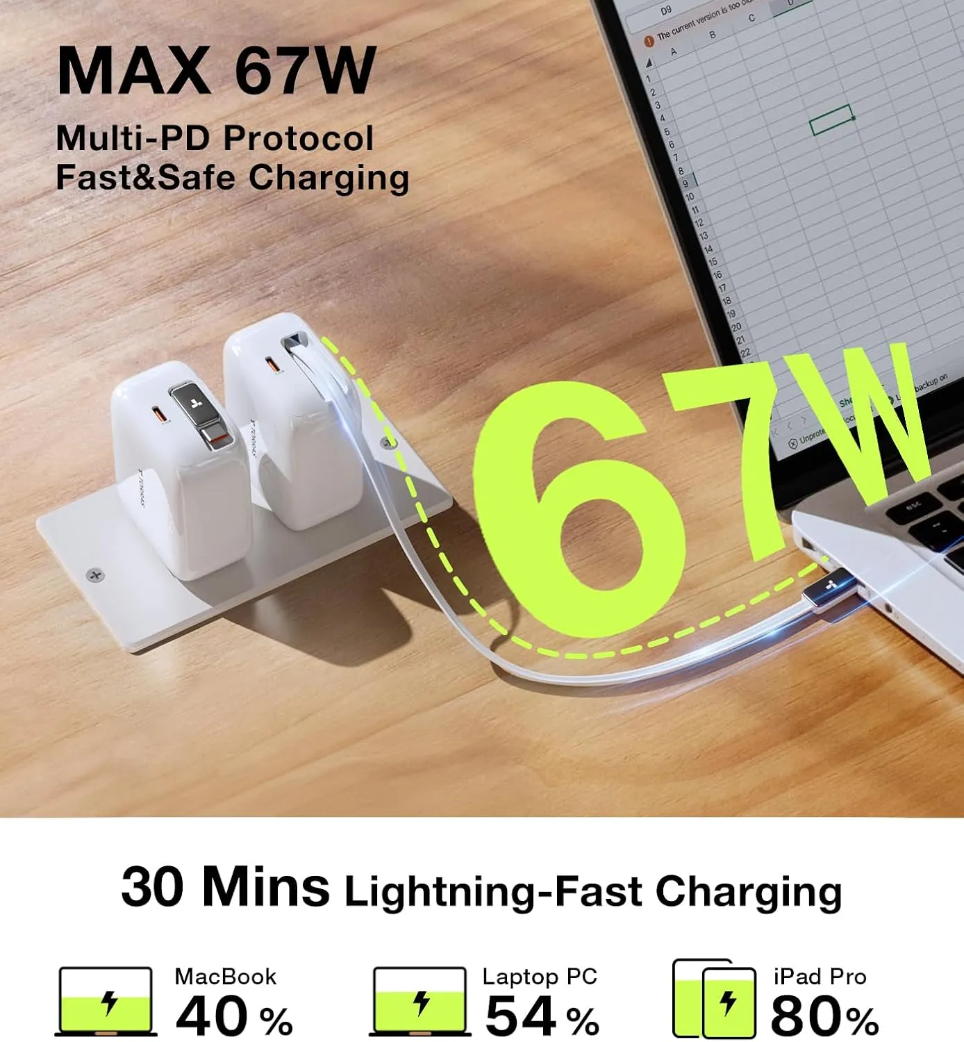 TORRAS FlexLine 67W USB C , USB C ,GaN III  iPhone 16/15MacBook Pro/AiriPad ProKindleSamsung Galaxy S25 UltraSwitch 2  ,100. ,0 cm