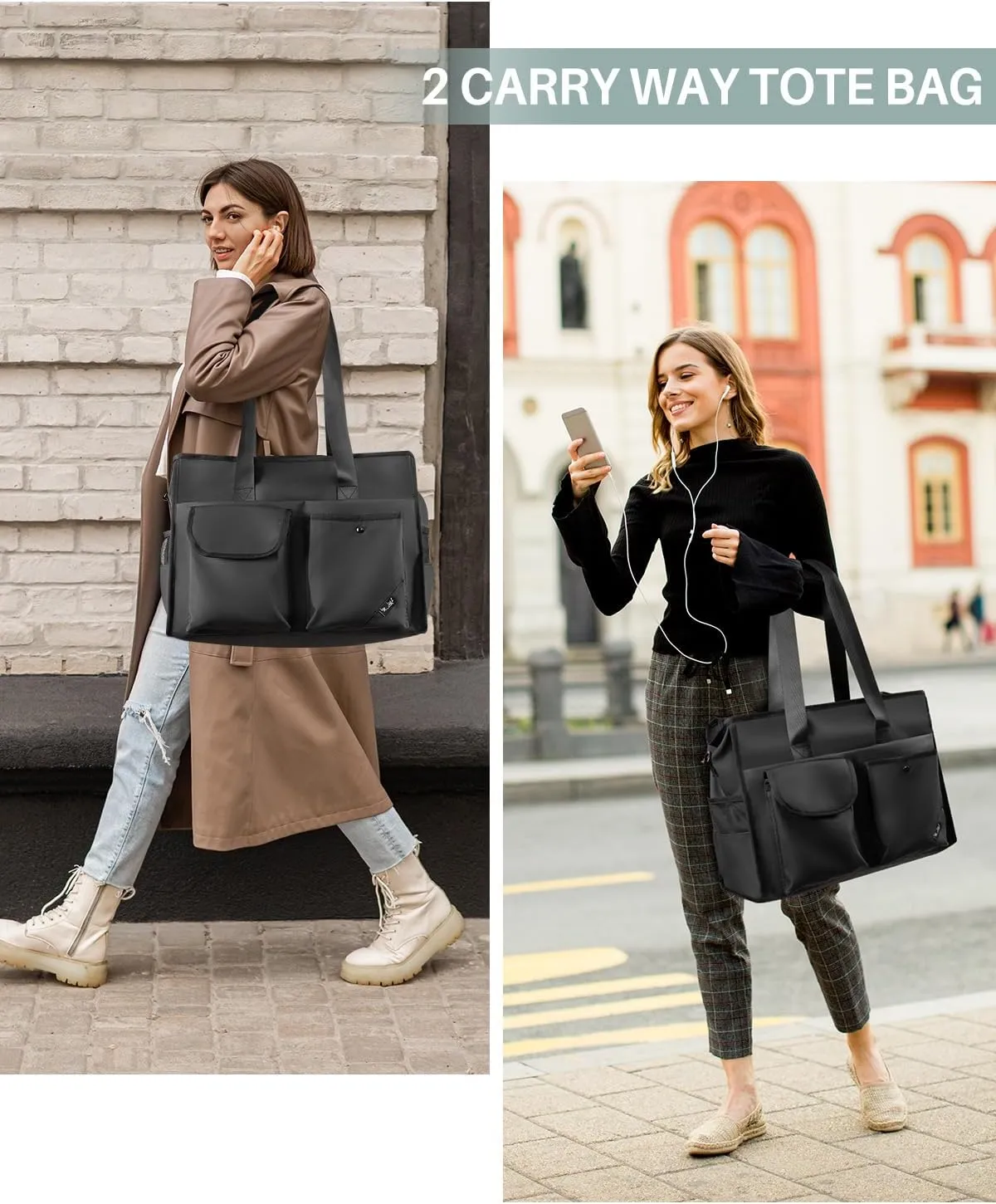 Tote bag, Work Tote Bags for Women with 15 Pockets, Tote Bag with Zipper for Nurse, Travel