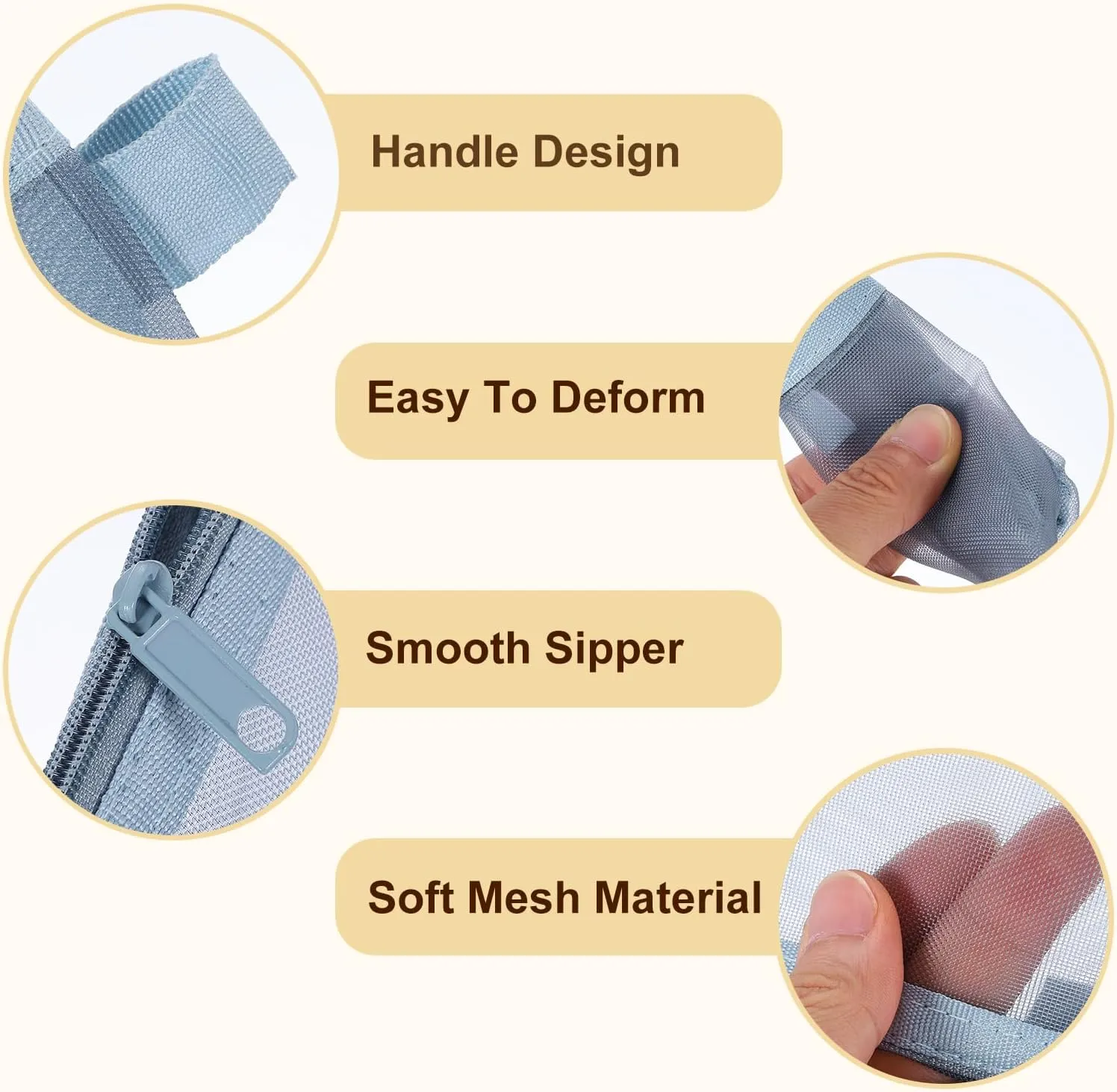 uxcell Mini Zipper Mesh Bag 3" x 5", 5 Pcs Nylon Small Makeup Zipper Mesh Pouch Cosmetic Case Mesh Storage Bags for Earphone, Credit Card, Light Blue