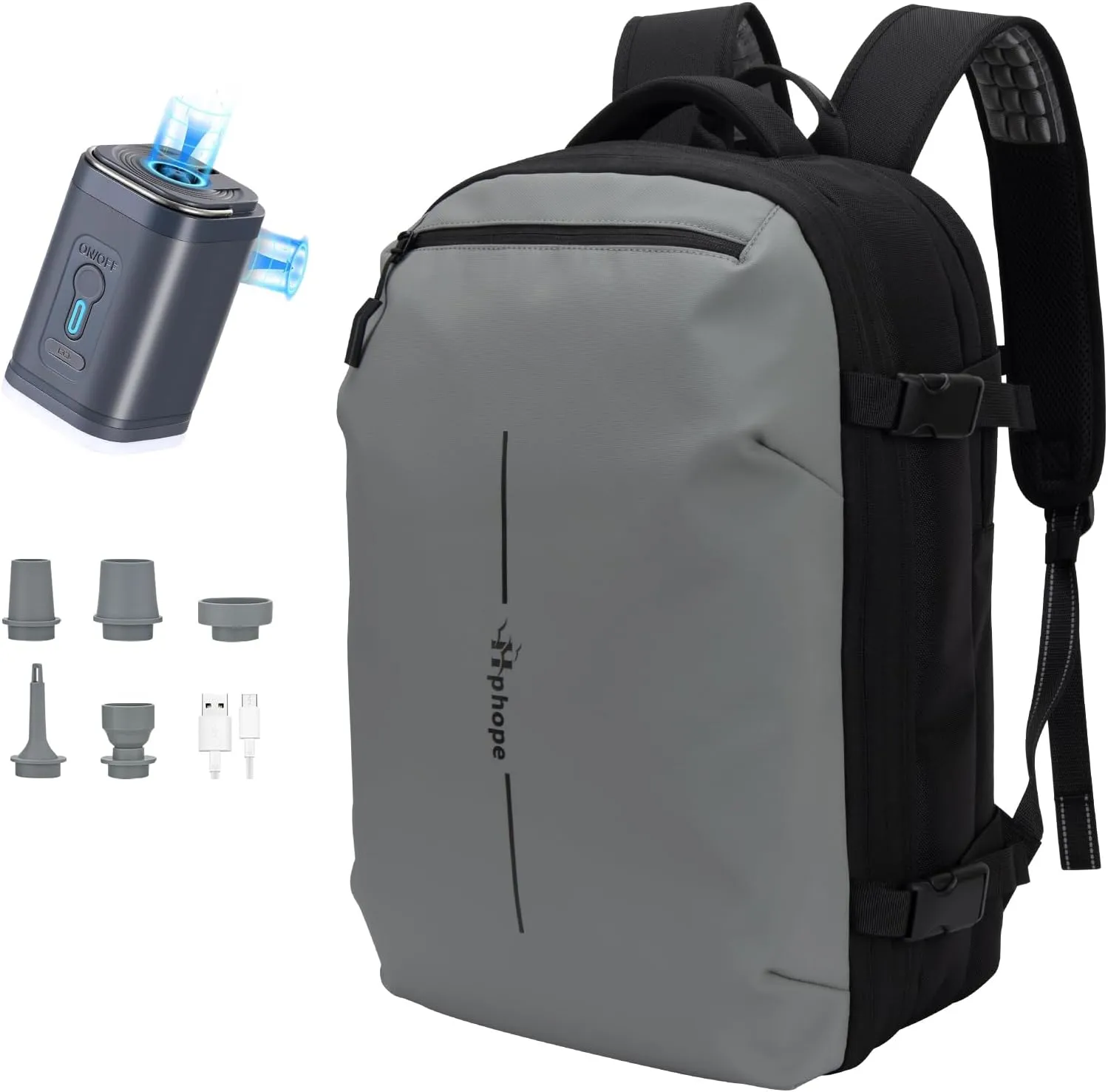 Vacuum Backpack Travel, Lightweight Waterproof Airback with Pump, 60L Expandable Compression Bag for Travel, TSA Friendly Flight Approved, Work, Business Trip, Commute
