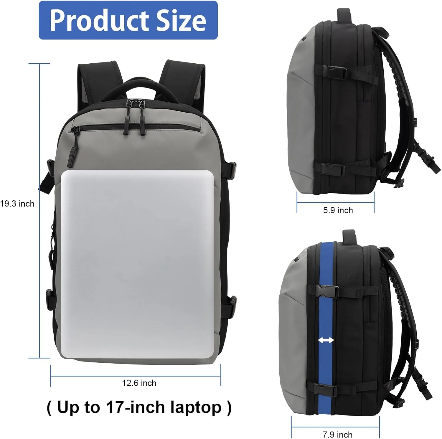 Vacuum Backpack Travel, Lightweight Waterproof Airback with Pump, 60L Expandable Compression Bag for Travel, TSA Friendly Flight Approved, Work, Business Trip, Commute