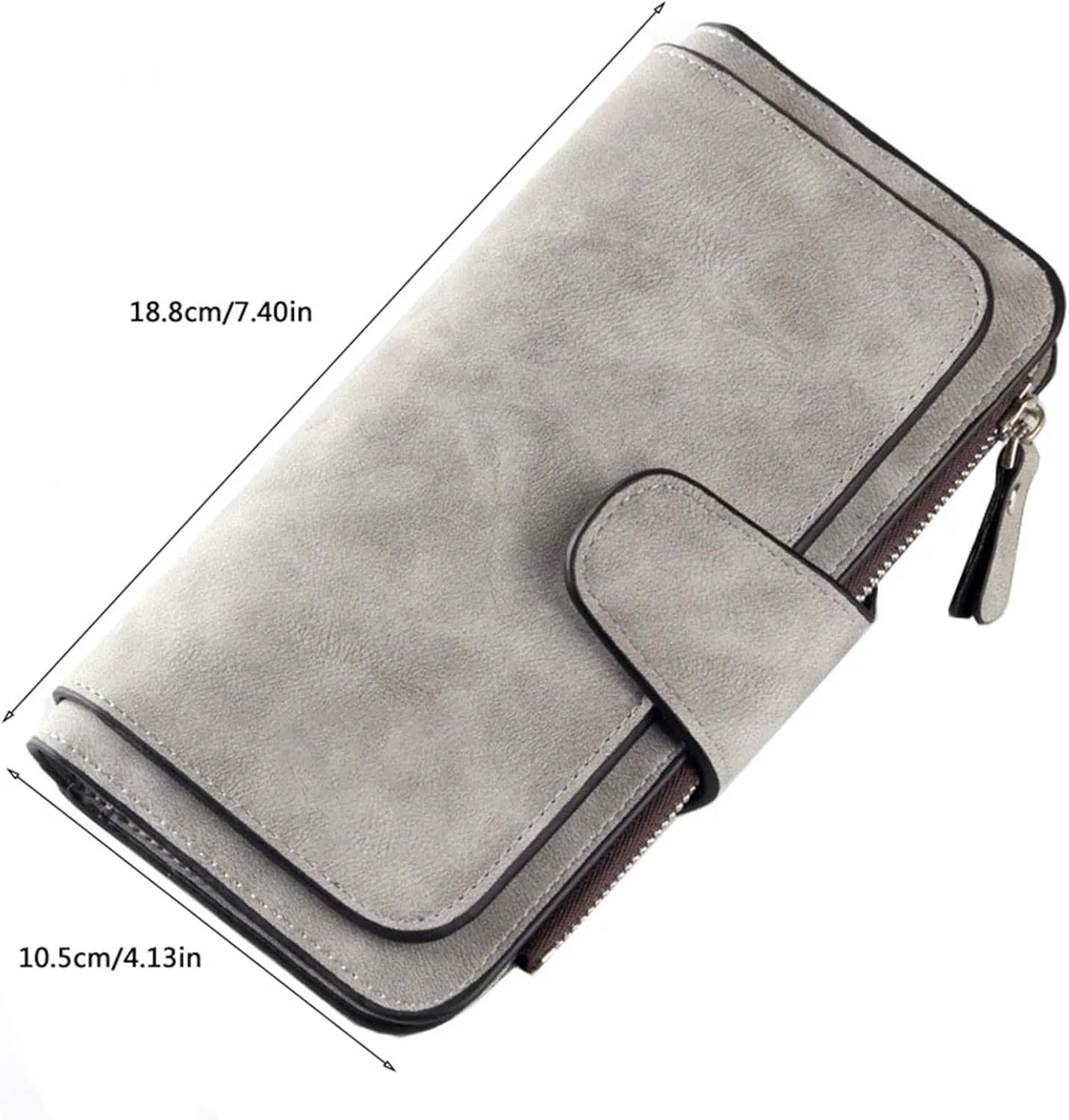 VESNIBA Ladies Vegan Long Leather Wallet,Women's RFID Blocking Cash ID Credit Card Holder Wallet for Women Soft Clutch Wallet with Zipper Coin Pocket Fashion Purse ID Window Holder Elegant Clutch (B)