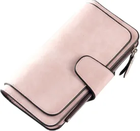 VESNIBA Ladies Vegan Long Leather Wallet,Women's RFID Blocking Cash ID Credit Card Holder Wallet for Women Soft Clutch Wallet with Zipper Coin Pocket Fashion Purse ID Window Holder Elegant Clutch (B)