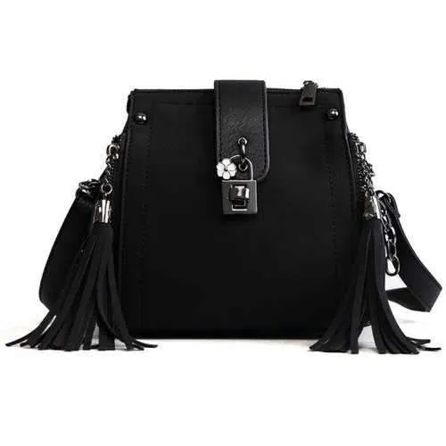 Wild Joker Messenger Bag Multi-Functional Wild Tassel Single Shoulder Bag - Black