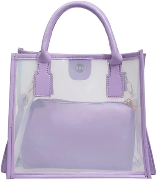 Women Transparent Tote Bag Beach Bags Shoulder Bags Handbag Satchel Jelly Bags