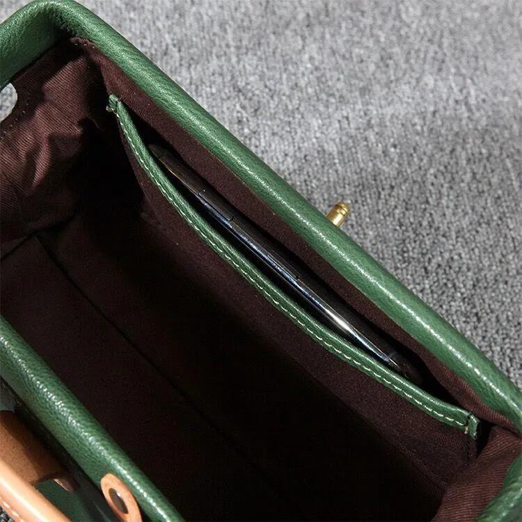 Womens Coffee Leather Mini Doctor Handbag Purses Classic Coffee Doctor Crossbody Purses for Women