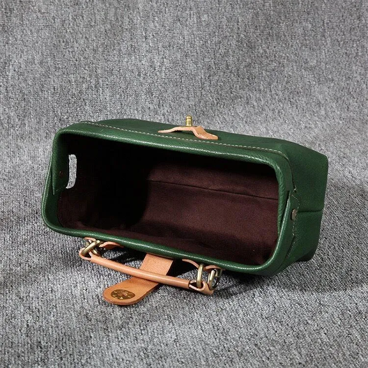 Womens Coffee Leather Mini Doctor Handbag Purses Classic Coffee Doctor Crossbody Purses for Women