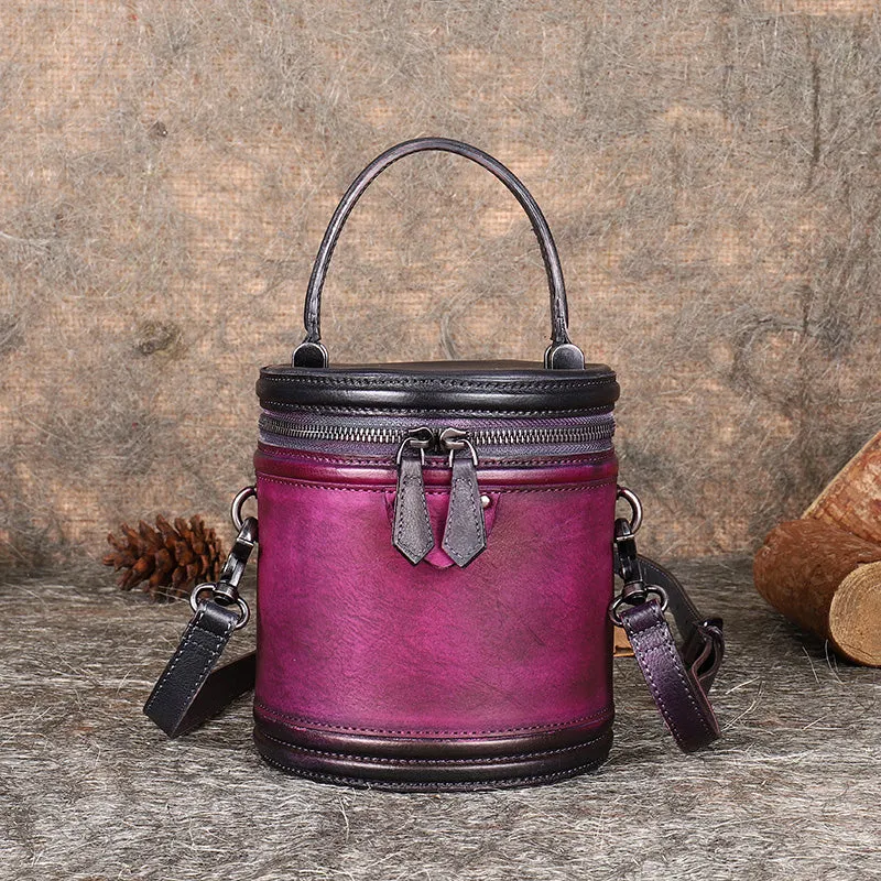 Womens Green Leather Bucket Bags Small Crossbody Satchel Purses for Women