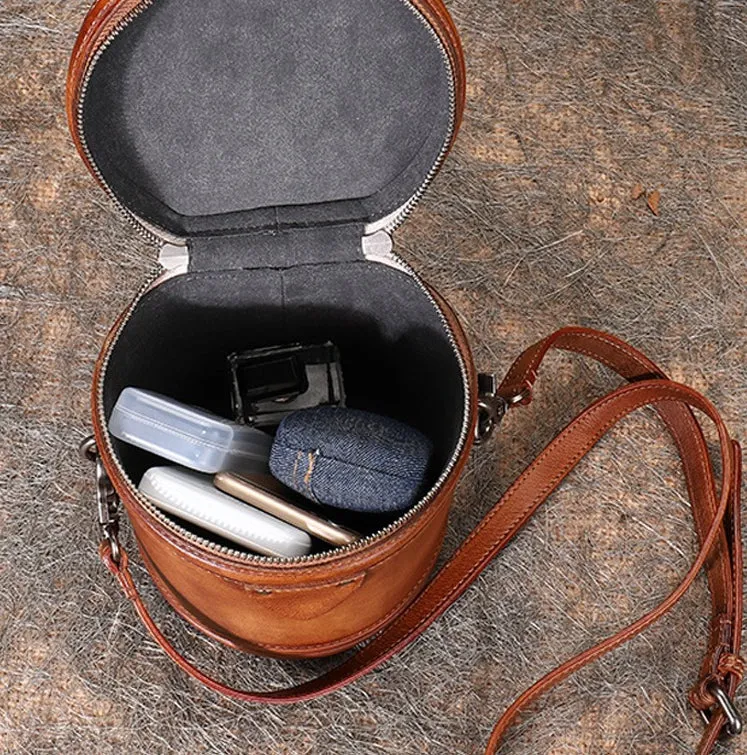 Womens Green Leather Bucket Bags Small Crossbody Satchel Purses for Women