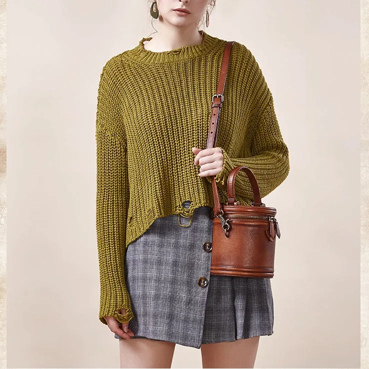 Womens Green Leather Bucket Bags Small Crossbody Satchel Purses for Women